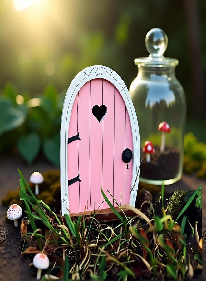 Zhuluck Pink Miniature Fairy Door for Tree, 3D Garden Decor, Bonsai Terrarium Micro Landscape Decoration Accessories Garden Miniatures - Image 4